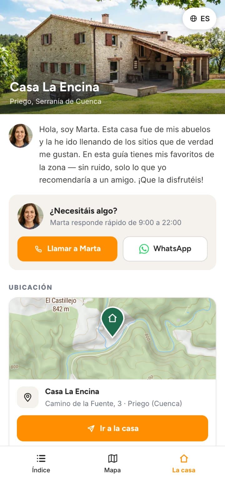 Manual de la casa y contacto del anfitrión